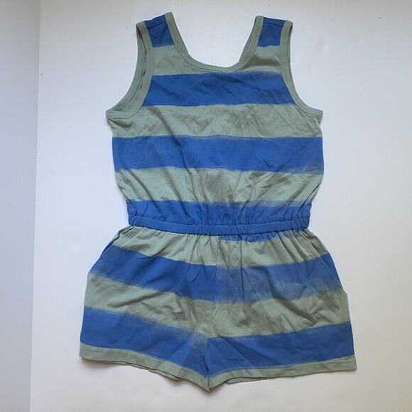 NEW Tea Collection Blue & Green Striped Reversible Wrap Romper - Picture 1 of 2